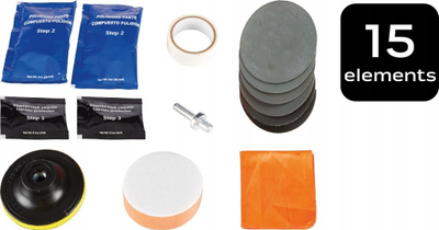 Set restaurimi dritash të përparme NEO Tools 10-850, 15 pjesë, transparent