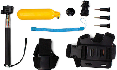 Set aksesorësh Hurtel 5 në 1 për kamera GoPro SJCAM, shkop selfie, dorezë notuese, i zi