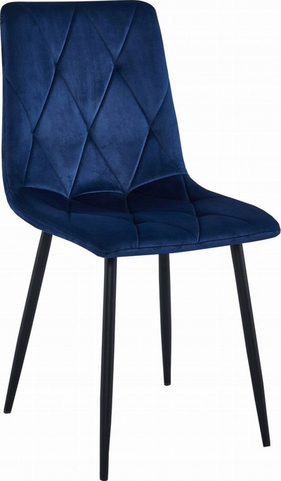 Karrige OSKAR Libra, kadife navy blue, këmbë t'zeza metal, set me 2 copa