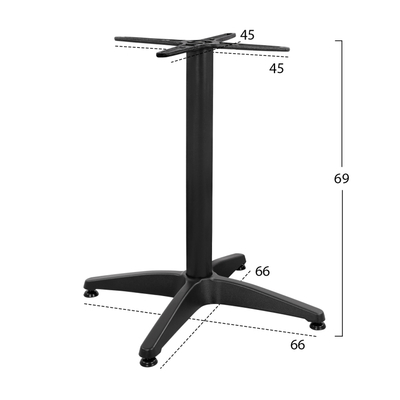 Bazë tavoline alumini HM448.03, 66x66x69 cm, me kryq 45x45 cm, e zezë