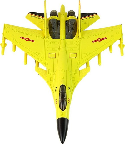 Avion lodër Leantoys Friction-Powered Fighter Plane, shkalla 1:72, me mekanizëm me fërkim, i verdhë