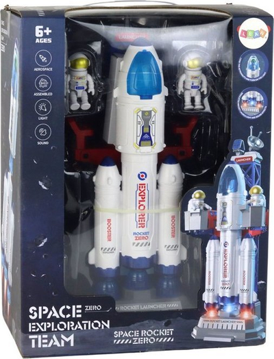 Set lodër hapësinor Space Rocket ZERO, me raketë dhe astronautë, me drita dhe tinguj