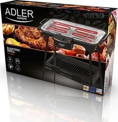 Grill Kopshti Elektrike Adler AD 6602, skarë 37x21 cm, i zi