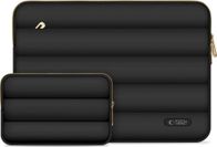 Çantë mbrojtëse laptopi Tech-Protect Puffy, 13-14", me çantë aksesorësh, e zezë
