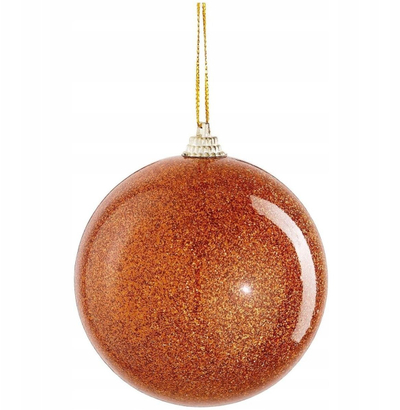 Top dekorativ për pemë Mica SAFE PLASTIC BAUBLE 8cm, plastikë, me shkëlqim, portokalli