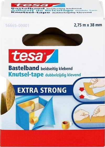 Shirit ngjitës dyanshëm Tesa 56665 Extra Strong, 2.75m, 38mm, transparent
