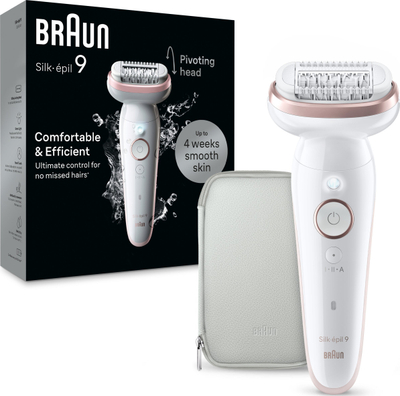 Депилатор Braun Silk-epil SES9000, електричен, без кабел, бел