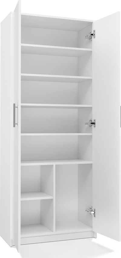 Raft librash Topeshop OLIV 2D, 8 rafte, 2 dyer, i bardhë mat