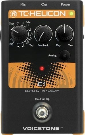 Pedal vokali TC Helicon VoiceTone E1, efekt echo dhe delay, për mikrofon, i zi