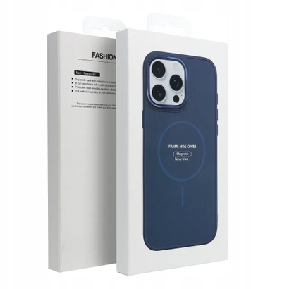 Mbrojtëse telefoni 4Kom Frame Mag për iPhone 16 Pro Max, përputhet me MagSafe, blu navy