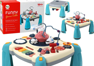 Tavolinë edukative Leantoys Interactive Table Piano, me drita dhe tinguj, blu