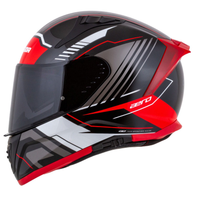 Helmetë moto Cassida Aero Drome, full face, polikarbonat, e zezë pearl e kuqe e bardhë gri