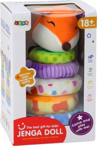 Lodër pelushi piramidë Leantoys Fox, 27cm, shumëngjyrëshe