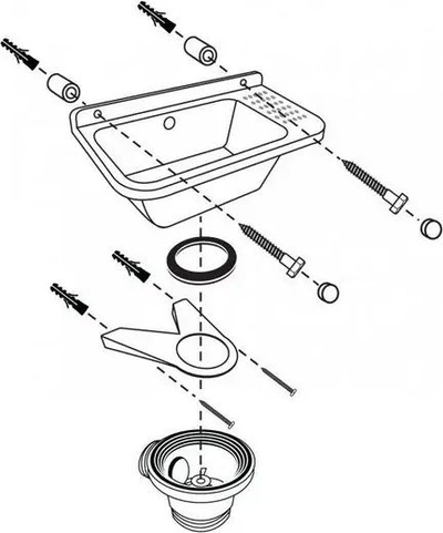 Lavabo muri Hydroland ZLEW.55 Utility Bowl, 55x34x21 cm, polipropilen, e zezë