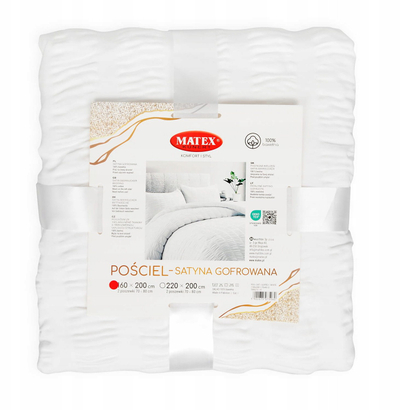 Set jorgani edhe jastëkësh MATEX Bedding Satin, 220x200 cm, pambuk i mir, i bardhë
