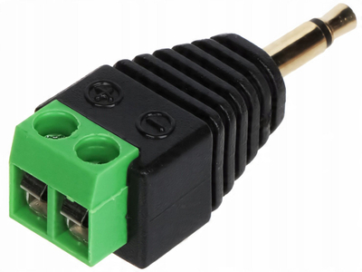 Adapter audio 3.5mm mono, plug jack mashkull në femër, plastik i zi