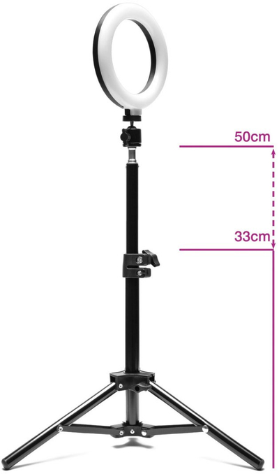 Dritë unazore Rio RL06, LED, tripod i rregullueshëm, e bardhë
