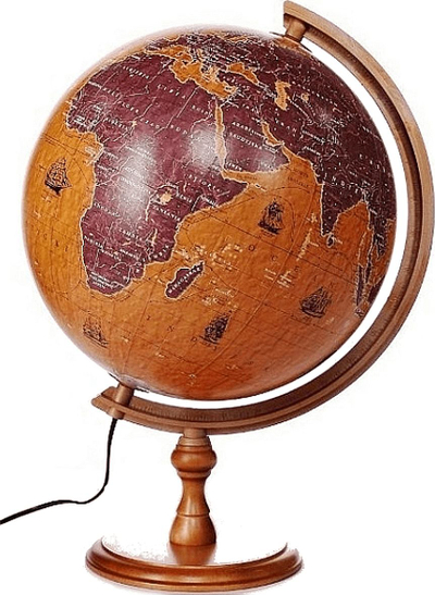 Декоративен глобус Globe 320 Sailing Ships, осветлен, дрвена основа, 320 mm