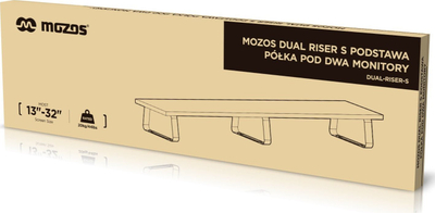 Stendë monitori Mozos DUAL RISER S, për dy monitorë 32\", 20 kg, e zezë