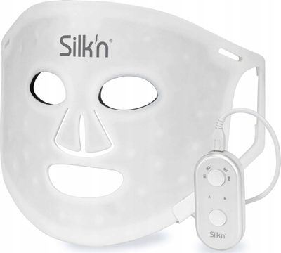 Maskë fytyre LED Silkn FLM100PE1001, 4 ngjyra dritash, silikoni, e bardhë