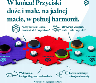 Dyshek për butona komunikimi FluentPet FlexTile Extra Large, i verdhë, antirrëshqitës