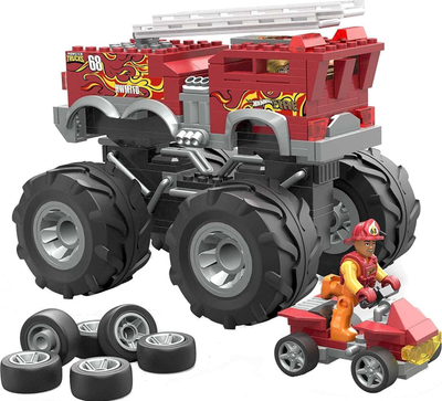 Set ndërtimi MEGA Hot Wheels 5 Alarm Fire Truck Monster Truck, 284 copa, me figurë, shumëngjyrësh