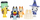 Set figurina Bluey për Halloween, 4 copa, 2.5\", me lloj-lloj aksesorësh, shumëngjyrëshe