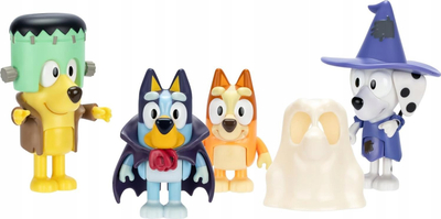 Set figurina Bluey për Halloween, 4 copa, 2.5\", me lloj-lloj aksesorësh, shumëngjyrëshe