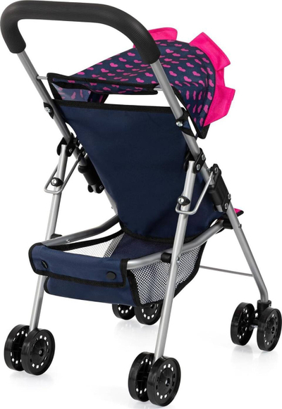 Karrucë lodër për kukulla Bayer Buggy, me tendë dielli, paloset, blu rozë