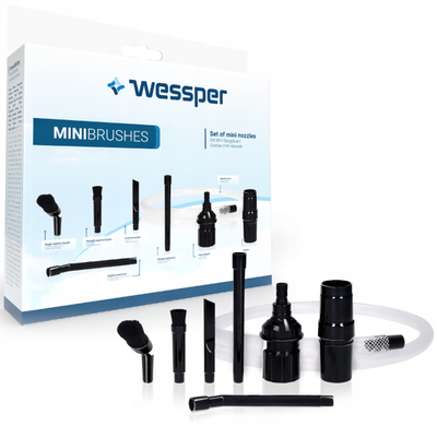 Set gryka universale Wessper MiniBrush, për fshesë me korrent, tub 30–38 mm, i zi