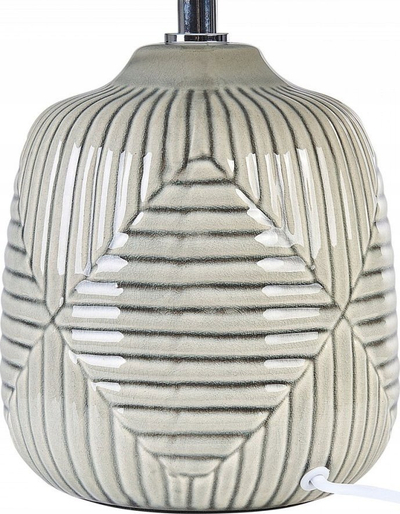 Lampë tavoline CANELLES Ceramic, bazë qeramike, abazhuri me stof, gri