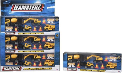 Set lodrash ndertimi Teamsterz Building Machines, makina metalike me gjithe aksesorët, te verdha