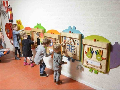 Panel edukativ muri Masterkidz Flex, Caterpillar, set 5 copë, dru, shumëngjyrësh