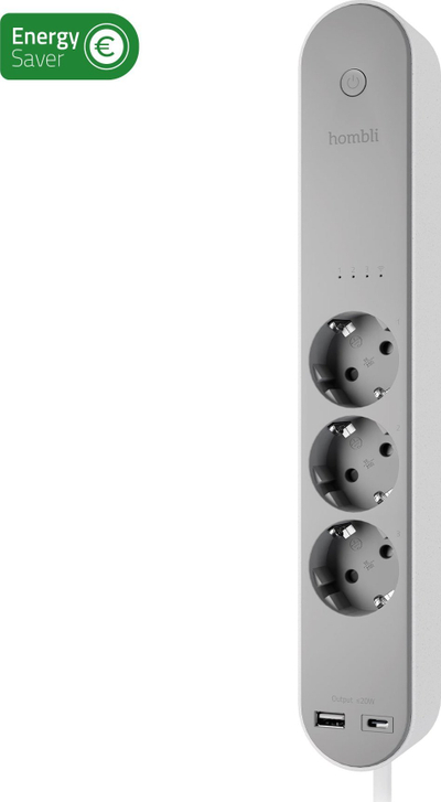 Prizë inteligjente Hombli Smart Power Strip, 4 dalje, 2x USB, e zezë