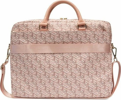 Çantë laptopi Guess GCube Stripes GUCB15HGCFSEP, 16", lëkurë sintetike, rozë
