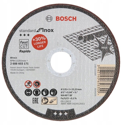 Disk prerës për inoks Bosch PRO Thin INOX, 125mm, set me 100 copë