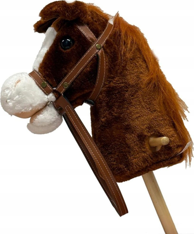 Lodër pelushi kali me shkop HOBBY HORSE, 95cm, me rrota dhe tinguj, kafe