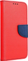 Kapak telefoni Fancy Book për Realme C55, lëkurë ekologjike, me portofol, i kuq me detaje navy blue