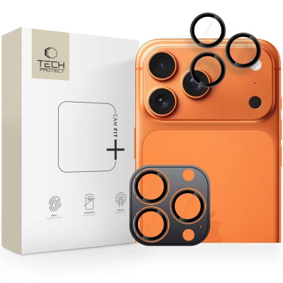 Mbulesë kamere Tech-protect Camring Fit+, për iPhone 17 Pro Max, alumin edhe xham, e zezë