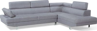 Kënd divan NORREA Fabric, 5 vende, chaise majtas, gri e çelët