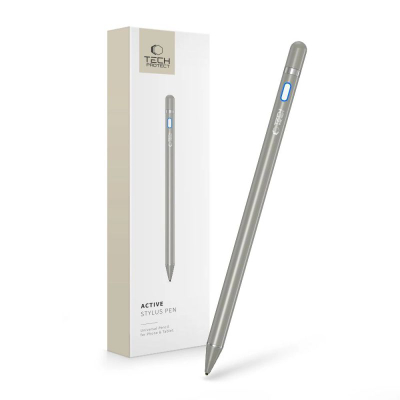Laps digjital Tech-Protect Active Stylus, universal për tablet dhe telefon, ngjyrë titanium
