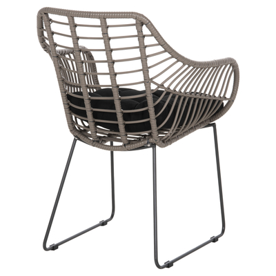 Karrige metali εξteriøre HM5300.10, wicker gri, jastëk poliesteri, e zezë