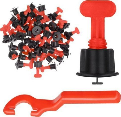 Set për nivelim pllakash S14509, 51 kokrra, me çelës, portokalli