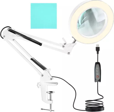 Lampë kozmetike Izoxis 23894, lupë x3, LED me USB, e bardhë