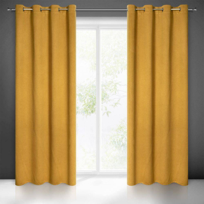 Perde blackout Eurofirany Drape 386922, 140x250cm, me unaza, ngjyrë mustardë