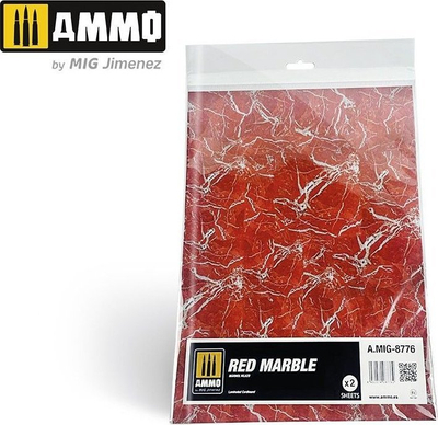 Декоративни мермерни листови Red Marble Sheet, сет 2 парчиња, со сјај, црвена