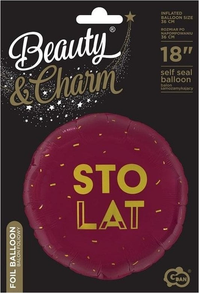 Ballon foliowy GoDan Sto Lat, 18", i kuq bordo