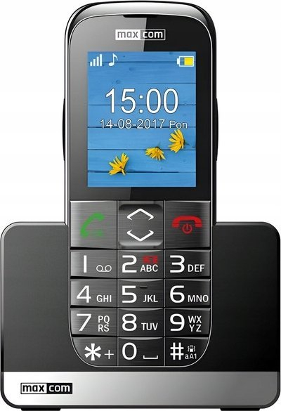Telefoni Maxcom MM720 SE, për të moshuar, me butona të mëdhenj, i zi