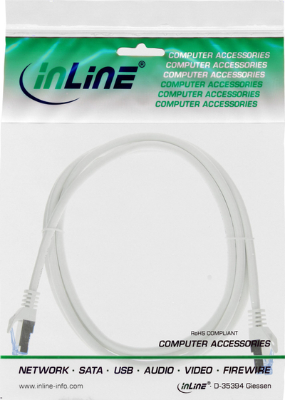Kabllo rrjeti InLine Cat.6A, S/FTP, 0.25m, e bardhë
