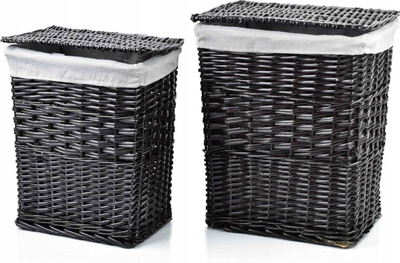 Set shporta rrobash WILL, 2 copë, drejtkëndore, thupër, të zeza